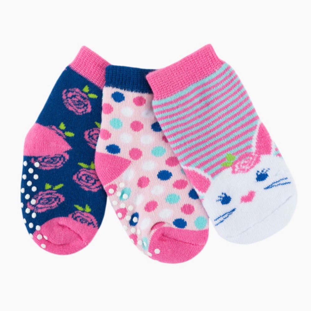 New! 3-Pack ZOOCHINI Non-Slip Baby Toddler Girl Easter Bunny Socks 0-24 Months